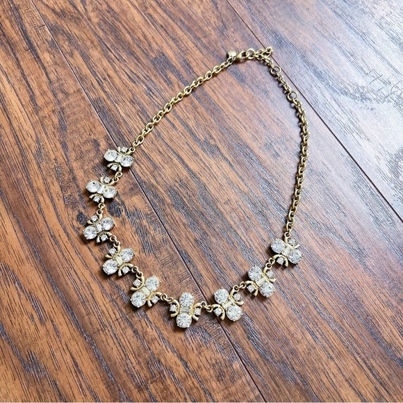 J Crew • gold statement necklace crystal rhinestone bee chunky sparkly preppy - Picture 2 of 5
